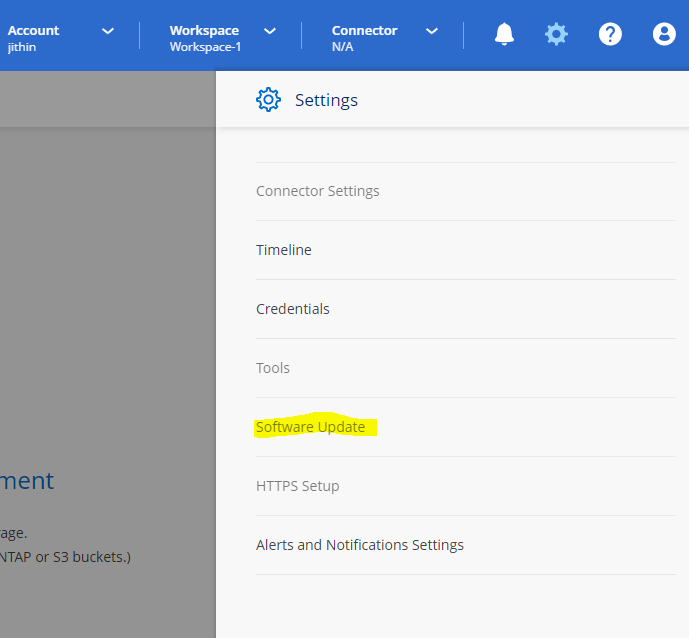 Software Update feature greyed out in cloud manager