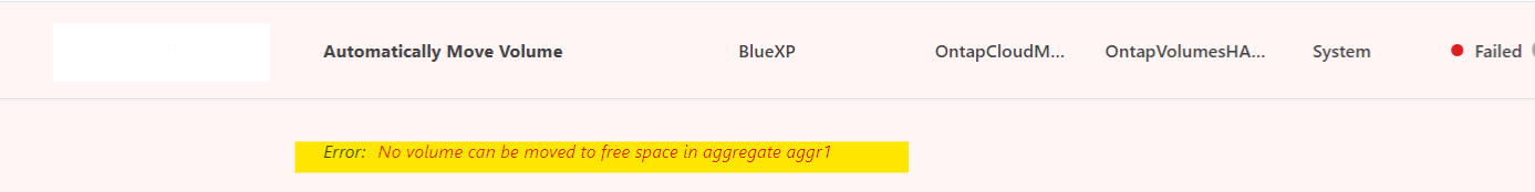 Automatic volume move failed